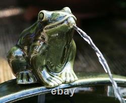 Bowl Water Feature Fountain Solar Powered Frog Pond Ceramic Design Garden Patio
