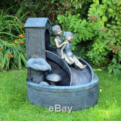 Boy/girl Kids Sliding Water Fountain Garden Feature Indoor Outdoor Ornament Wido