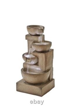 Breeins 4 Tier Garden Water Feature Fountain Cascading LED 86cm Patio Ornament