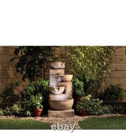 Breeins 4 Tier Garden Water Feature Fountain Cascading LED 86cm Patio Ornament