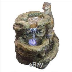 Bright Waters Otters Cascading Peaceful Meditative Garden Fountain Sculpture