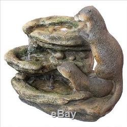 Bright Waters Otters Cascading Peaceful Meditative Garden Fountain Sculpture