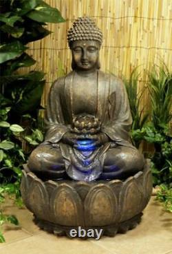 Bronze Buddha Water Feature Fountain Cascade with Lights Garden Outdoor Decor