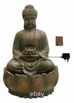 Bronze Buddha Water Feature Fountain Cascade with Lights Garden Outdoor Decor