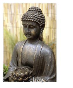 Bronze Buddha Water Feature Fountain Cascade with Lights Garden Outdoor Decor