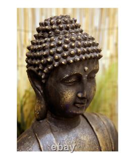 Bronze Buddha Water Feature Fountain Cascade with Lights Garden Outdoor Decor