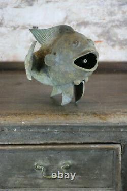 Bronze Carp Water Spout Fountain Head Folk Art Garden Antique Verdigris