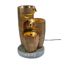 Bronze Cascading Bowls LED Fountain Garden Water Feature 48cm Plug In Lights4fun