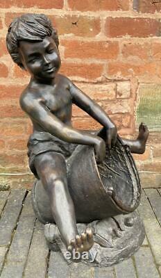 Bronze Sculpture Water Feature / Fountain Boy with Bucket Outdoor Garden
