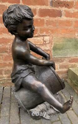 Bronze Sculpture Water Feature / Fountain Boy with Bucket Outdoor Garden