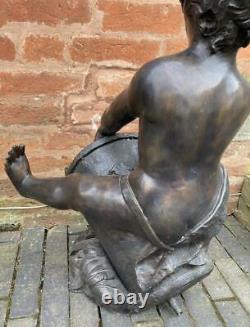 Bronze Sculpture Water Feature / Fountain Boy with Bucket Outdoor Garden