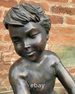 Bronze Sculpture Water Feature / Fountain Boy with Bucket Outdoor Garden