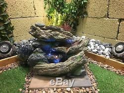 Bubbling Woodland Garden Water Feature, Solar Powered Outdoor Fountain