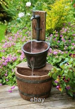 Bucket Tap Water Feature Fountain Waterfall Cascade Oak Effect Rustic Garden