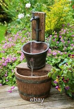Bucket Tap Water Feature Fountain Waterfall Cascade Oak Effect Rustic Garden
