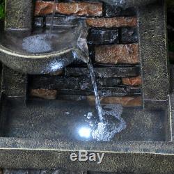 CASCADING WATER FEATURE WALL AND BOWL GARDEN OUTDOOR FOUNTAIN Wido