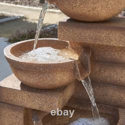 Cascade Water Feature 4-Tier with Lights 85cm Kendal Terracotta Fountain Stone