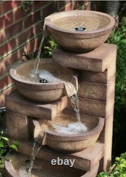 Cascade Water Feature 4-Tier with Lights 85cm Kendal Terracotta Fountain Stone