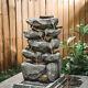 Cascading Garden Electric Water Feature Fountain Tabletop Led Pumps Statue Decor