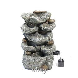 Cascading Garden Electric Water Feature Fountain Tabletop LED Pumps Statue Decor