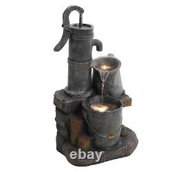 Cascading Garden Water Feature Fountain Electric LED Outdoor Statue Ornament UK