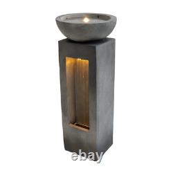Cascading Outdoor Water Feature Electric Garden Fountain Cement Grey 2 Warm