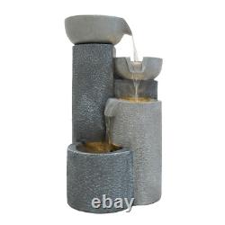 Cascading Outdoor Water Feature Electric Garden Fountain LED Pump