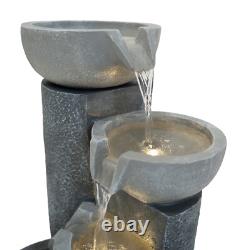Cascading Outdoor Water Feature Electric Garden Fountain LED Pump