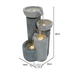 Cascading Outdoor Water Feature Electric Garden Fountain LED Pump