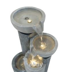 Cascading Outdoor Water Feature Electric Garden Fountain LED Pump