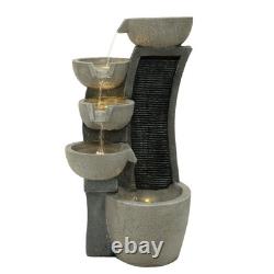 Cascading Outdoor Water Feature Electric Garden Fountain Polyresin Grey 5 Warm