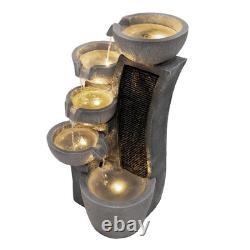 Cascading Outdoor Water Feature Electric Garden Fountain Polyresin Grey 5 Warm