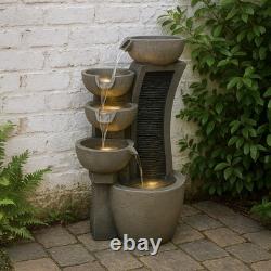 Cascading Outdoor Water Feature Electric Garden Fountain Polyresin Grey 5 Warm