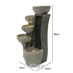 Cascading Outdoor Water Feature Electric Garden Fountain Polyresin Grey 5 Warm