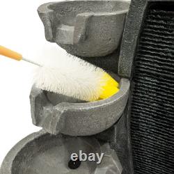 Cascading Outdoor Water Feature Electric Garden Fountain Polyresin Grey 5 Warm