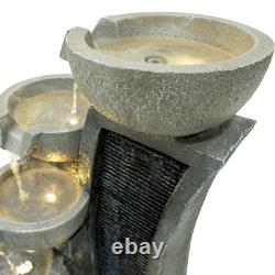 Cascading Outdoor Water Feature Electric Garden Fountain Polyresin Grey 5 Warm