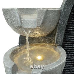 Cascading Outdoor Water Feature Electric Garden Fountain Polyresin Grey 5 Warm