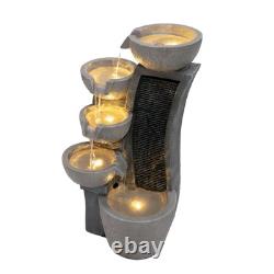 Cascading Outdoor Water Feature Electric Garden Fountain Polyresin Grey 5 Warm