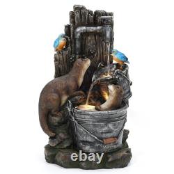 Cascading Outdoor Water Feature Electric Garden Fountain Polyresin Grey Warm