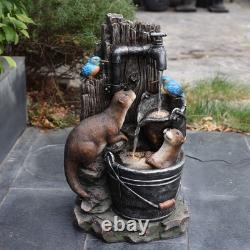 Cascading Outdoor Water Feature Electric Garden Fountain Polyresin Grey Warm