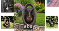 Cascading Oval Water Feature with LED Lights Perfect for Garden Serenity