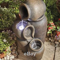 Cascading Pots Water Feature Fountain Waterfall 62cm Garden Ornament by Serenity