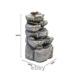 Cascading Rock LED Water Feature Mains Electric Garden Fountain Outdoor Statues