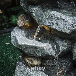 Cascading Rock LED Water Feature Mains Electric Garden Fountain Outdoor Statues