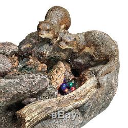 Cascading Sea Otters LED Illuminated Home Garden Water Feature Fountain