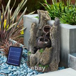 Cascading on Tree Branch Garden Water Feature Solar Fountain with 2 Pouring Pots