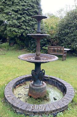 Cast Iron Fountain, Cast Iron 3 tier water feature, Centre water feature stork