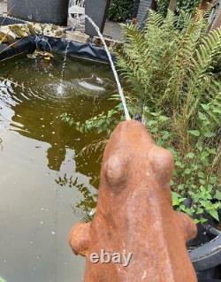 Cast Iron Garden Water Pond Fountain Leaping Frog Rusted Effect 67cm High