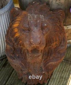 Cast Iron Lion Head Fountain Statue Garden Water Feature Decor Animal Ornament