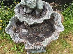 Classical Cherub Boy With Water Spouting Fish Garden Water Fountain Centrepiece